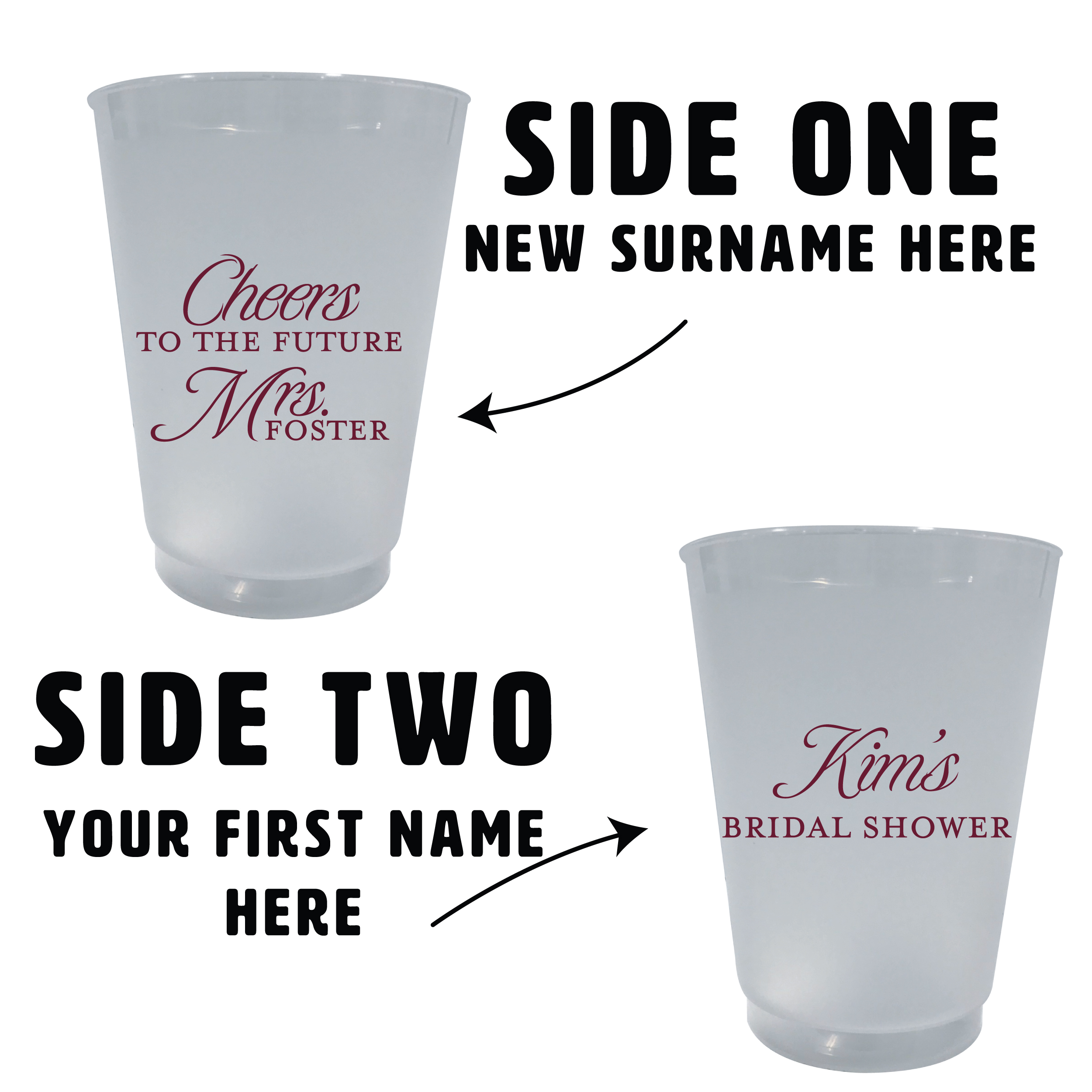 Modern Last Name Frosted Cups