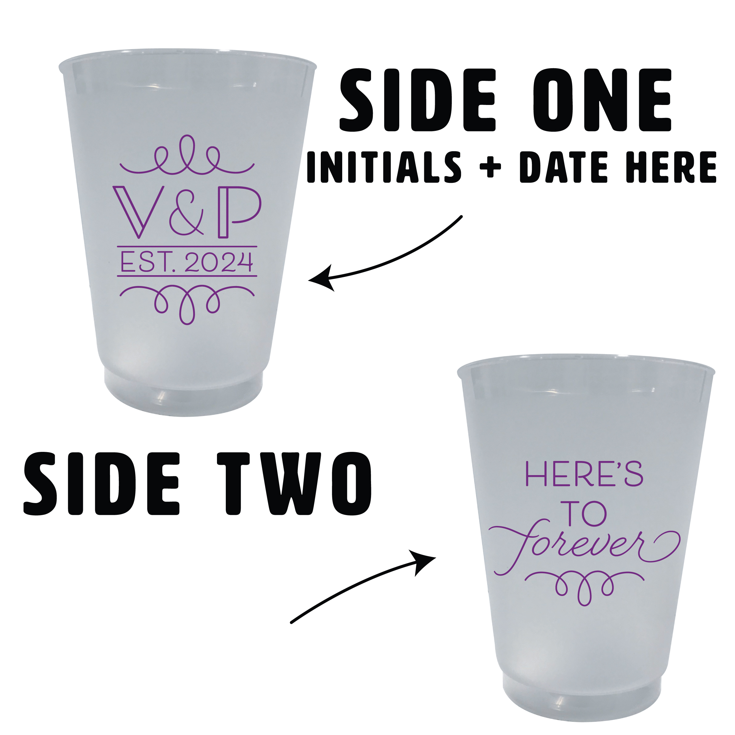 Custom Frosted Cups Wedding Favors, Plastic Cups, Cup